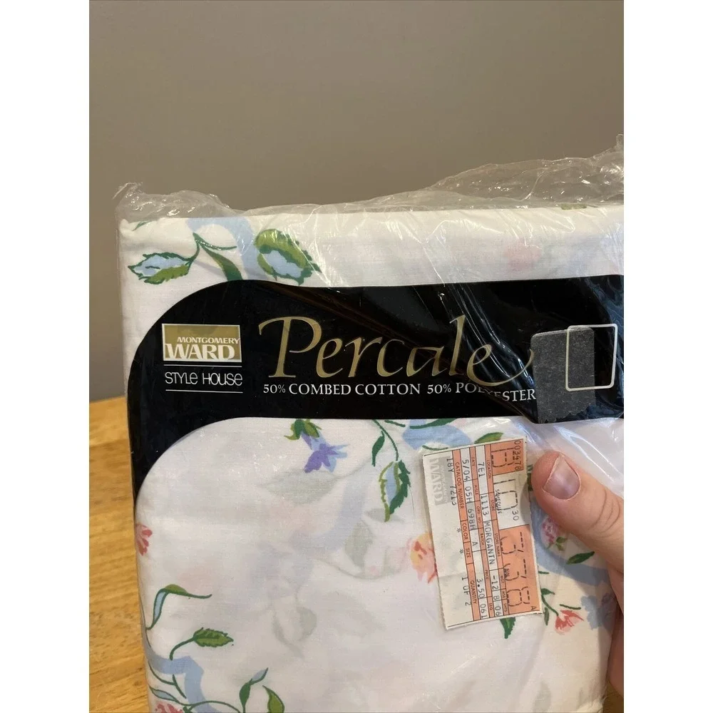 Vintage Percale Double‎ Flat Sheet Linens Floral Pattern Montgomery Ward